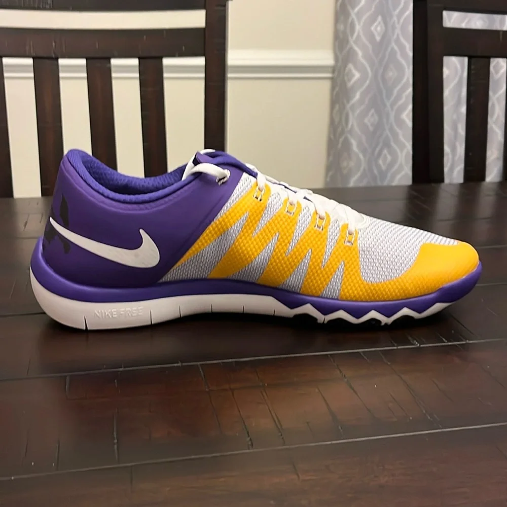 Nike Free Trainer 5.0 V6 AMP Louisiana LSU Tigers shoes sneaker 723939 571 sz 15